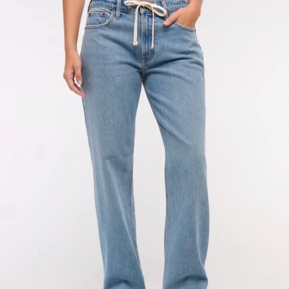 Abercrombie & Fitch Curve Love Low Rise Baggy Jeans Womens 34 Regular NWT - Picture 2 of 10